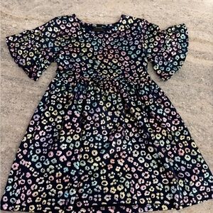 Girls' Black Multicolor Leopard Print Dress 6X - Kids